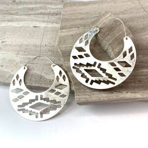 NEW~ Sundance Cut Out Silver Hoop Earrings